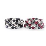 2 Festive Polychrome 3 Tier Beaded Bracelets