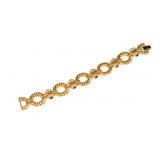 Gold Tone & Faux Gem & Diamond Chain Bracelet