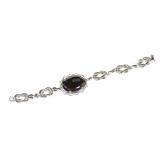 Faux Black Diamond & Silver Tone Bracelet