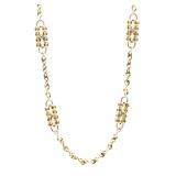 Gold Tone 4 Dual Bar & Faux Gem Necklace