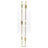 Gold Tone 6 Dual Bar & Faux Gem Necklace