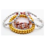 4 Polychrome Cultured Pearl Festive Bracelets