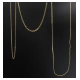 3 Various Styled Gold Tone Petite Necklaces