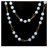 Gold Tone & Faux Moon Stone Bead Jewelry Set