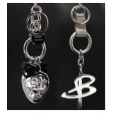 2 Silver Tone Metal Keychain Charms
