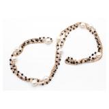 Faux Pearl & Black Bead Rosè Necklace