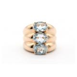 Italian Bronze Milor 3 Band Faux Gem Ring