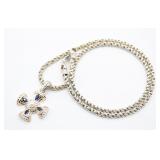 Sapphire & Pearl Sterling Cross Necklace