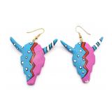 Wooden S.W. Cowgirl Bull Head Earrings