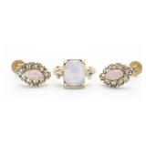 VNTG White Opal Ring & Screw Earrings
