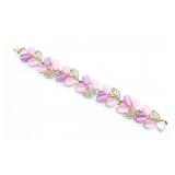 VNTG Lisner Pink Lucite & Leaf Bracelet