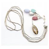 Colored Stone Button Charm & Necklace