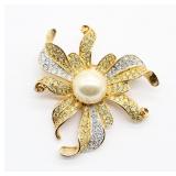 Faux Gem & Pearl Floral Pendant