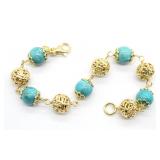 Turquoise & Pierced Bead Bracelet