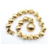 Pin Striped Gold Tone Bead Bracelet