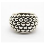 Silver Tone Bead Pattern Ring