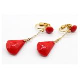 VNTG Red Lucite Dangle Earrings