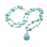S.W. Tear Drop Turquoise Bead Necklace