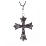 Faux Black Diamond Cross Necklace