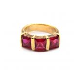 Triple Faux Ruby Gold-Plated Ring