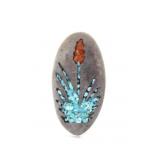 Yucca Form Turquoise / Coral Ring