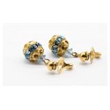 Faux Blue Gem Orb Earrings