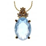 Faux Blue Gem Oval Form Pendant