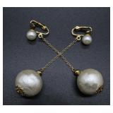 Faux Pearl Dangle Floral Earrings