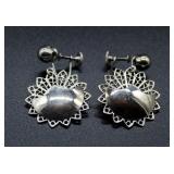 Pierced Sun Spade Form Earrings