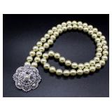 Theatrical Faux Pearl & Gem Necklace