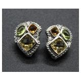 Peridot, Garnet & Topaz Earrings