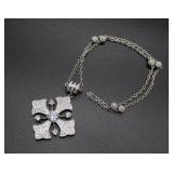 Faux Gem Cross Form Necklace