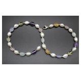 Pearl & Multi Gem Bead Necklace