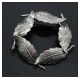 Silver Tone Leaf Form Brooch