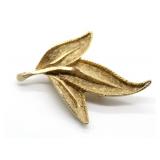 Gold Tone 3 Leaf Form Brooch