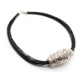 Silver Tone Birds Nest Contemporary Necklace