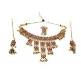 Asian Styled Faux Red Gem Jewelry Set