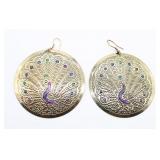 Peacock Faux Gem Medallion Earrings