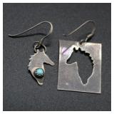 Turquoise Horse Form Pieced Earrings