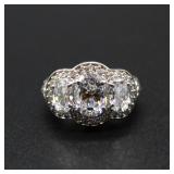 Sterling Silver 3 Faux Diamond Ring