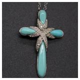 Sterling Silver Turquoise Cross Necklace