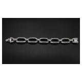 Sterling Silver Faux Gem Chain Bracelet