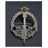 Celtic Knot & Sword Gem Inlay Brooch