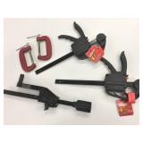 2 New 6" Bar Clamps & 2 - 3" C-Clamps