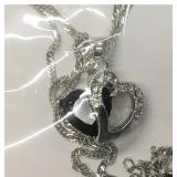 Swarovski Onyx Pendant & Silver Plated Necklace