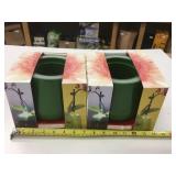 2 Large Green LED Planters