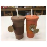 2 New Bamboo Fibre Mugs 25oz