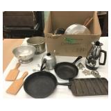 Box Lot of Mostly Vintage Cookware