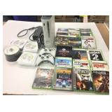 Xbox 360, 2 Controllers, Cords, 19 Original Games