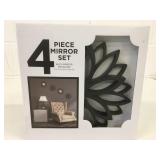 4 Pc Mirror Set Spirograph Design Black